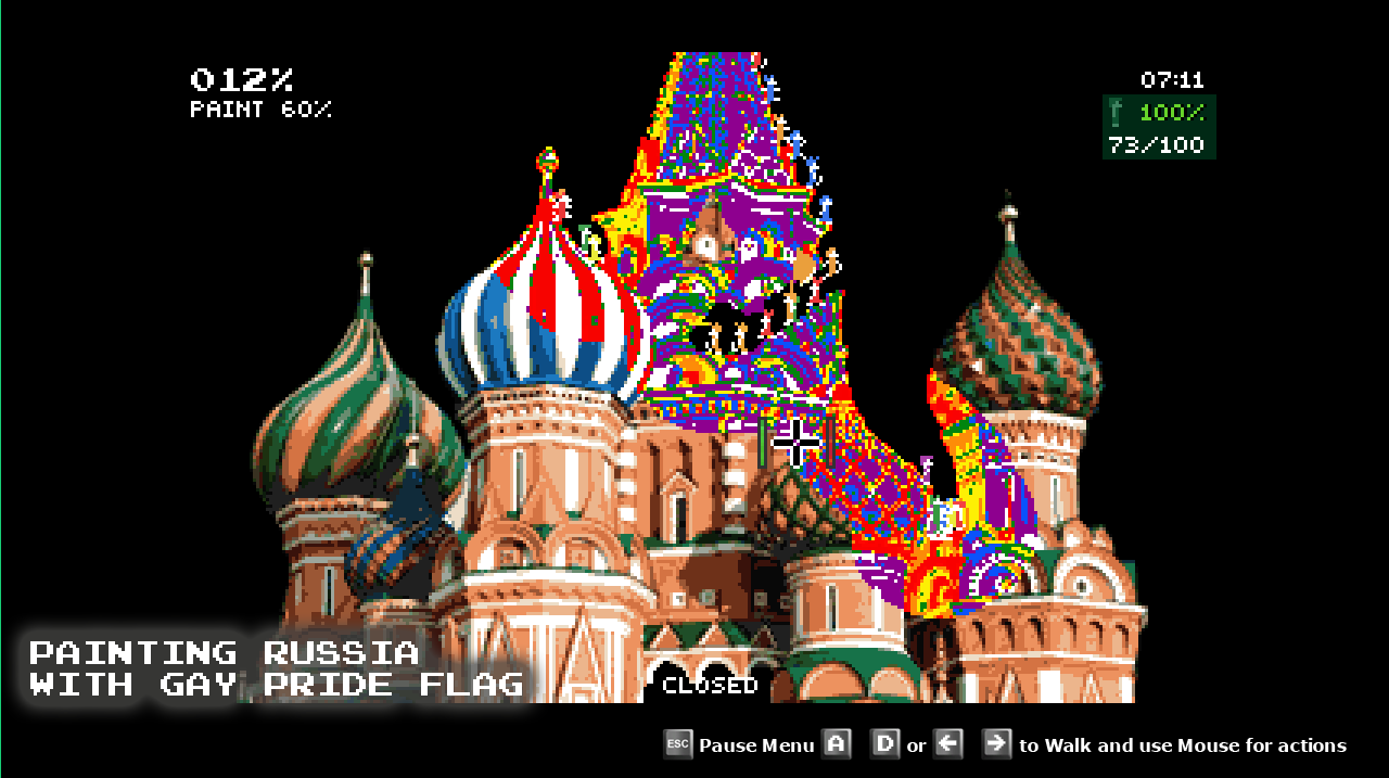 Rainbowmings, captura de pantalla screenshot pintant Rusia, el Kremlin