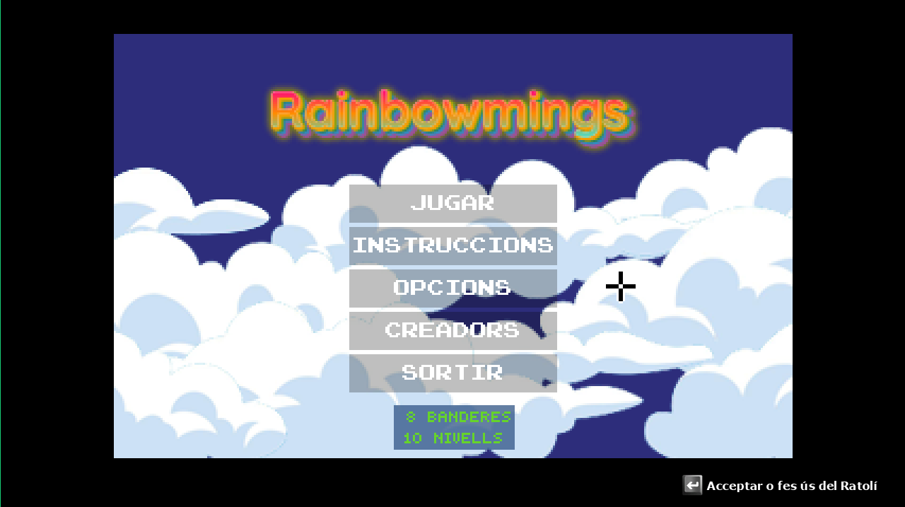 Rainbowmings Menu inicial en català per a Windows de The Pets Mode Studios